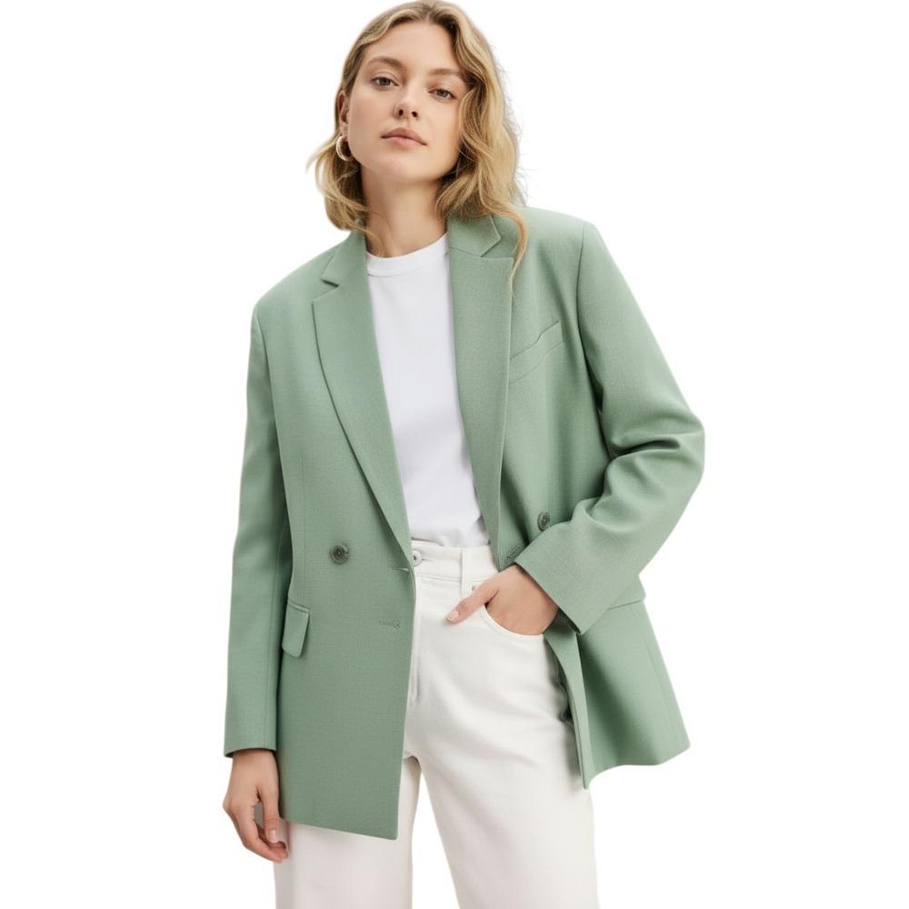 THAKOON‎ COLLECTION Linen Blend Blazer Jacket Light Green Size 6